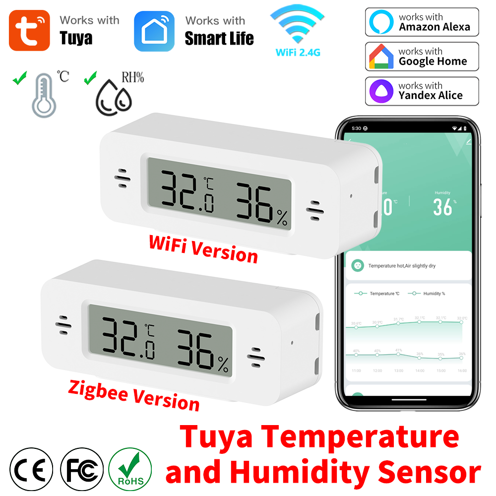 Home Automation Ideas - Tuya WiFi/Zigbee temperatuur-vochtigheidssensor Smart Home Automation